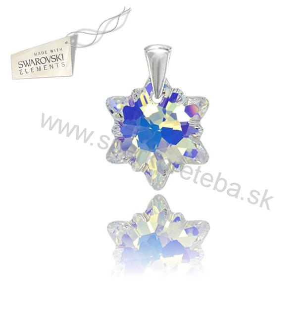 Swarovski prívesok alpský kvet Edelweis dúhovej farby Crystal AB