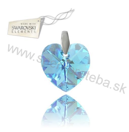 Swarovski prívesok srdce modrej farby Aquamarine AB