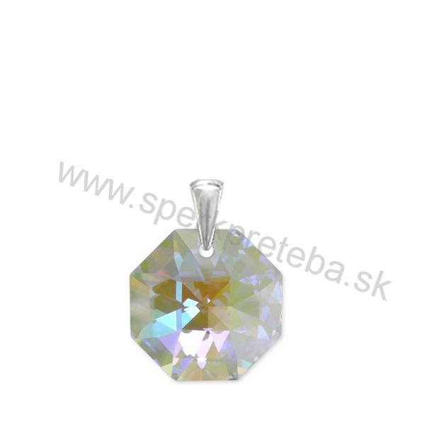 Strieborný prívesok oktagon Crystal Blue AB