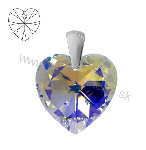 Swarovski prívesok srdce 28mm dúhovej farby Crystal AB