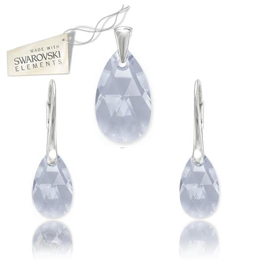 Swarovski set Slza 16mm modrošedej farby Crystal Blue Shade