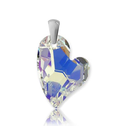 Strieborný prívesok srdce devoted 2U heart 27mm dúhovej farby Crystal AB 