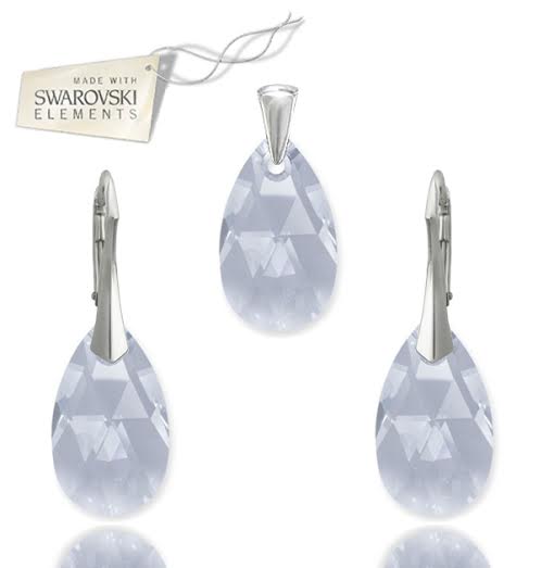 Swarovski set Slza 22mm modrošedej farby Crystal Blue Shade