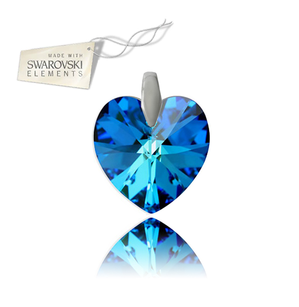 Swarovski prívesok srdce modrej farby Crystal Bermuda Blue