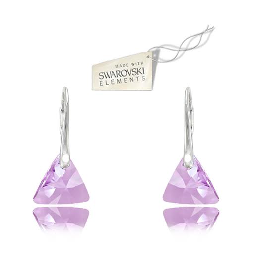 Swarovski náušnice trojuholník triangle 12mm fialovej farby Crystal Violet