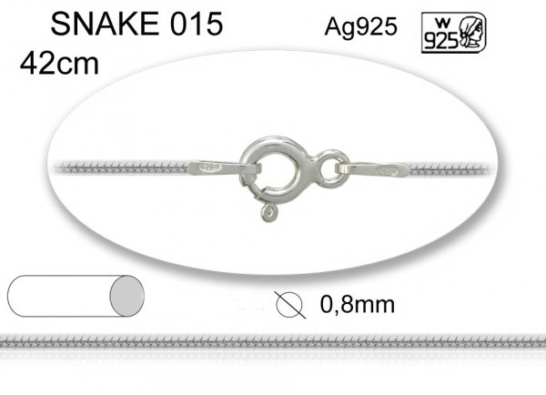 Retiazka strieborná Ag 925 Snake 015 dĺžka 42 cm
