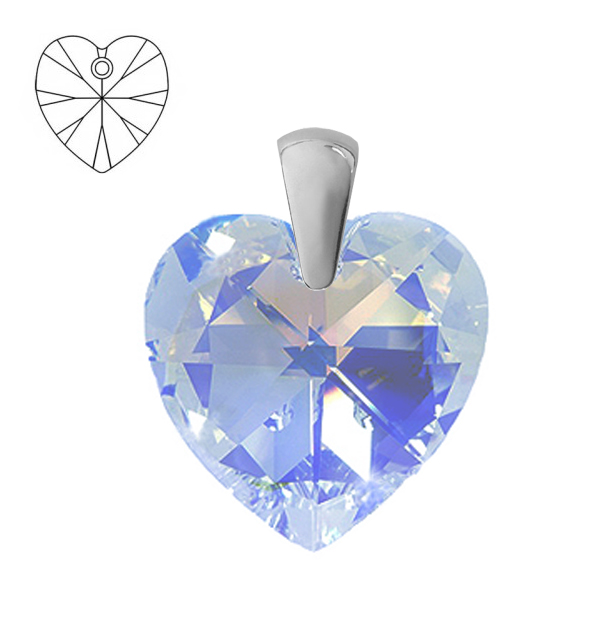 Swarovski prívesok srdce 28mm dúhovej farby Crystal Blue AB