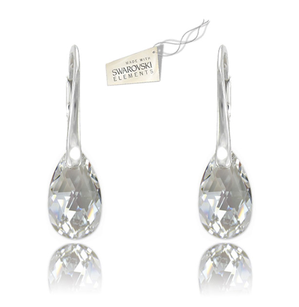 Swarovski náušnice Slza 16mm bielej farby Crystal Moonlight