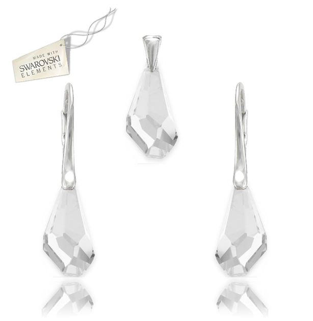 Strieborný Set Polygon Drop Crystal 