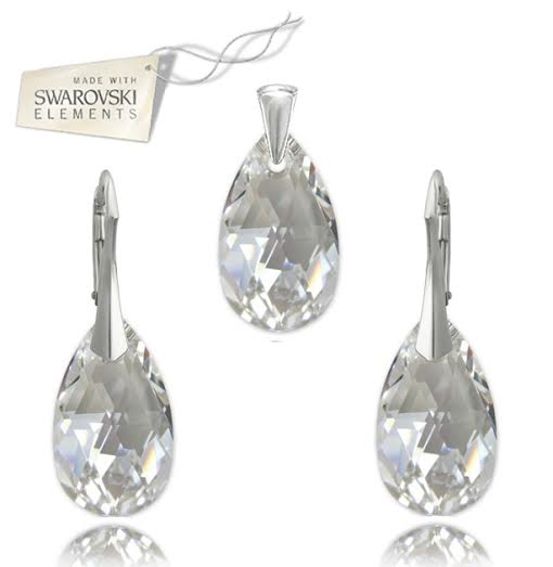 Swarovski set Slza 22mm bielej farby Cr.Moonlight
