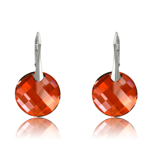 Strieborné náušnice Twist Crystal Red Magma