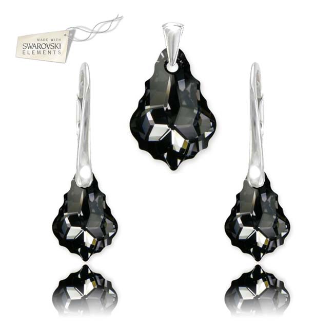 Swarovski set Barok šedočiernej farby Crystal Silver Night