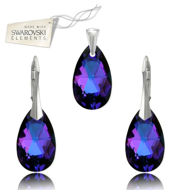 Swarovski set Slza 22mm fialovej farby Crystal Heliotrope