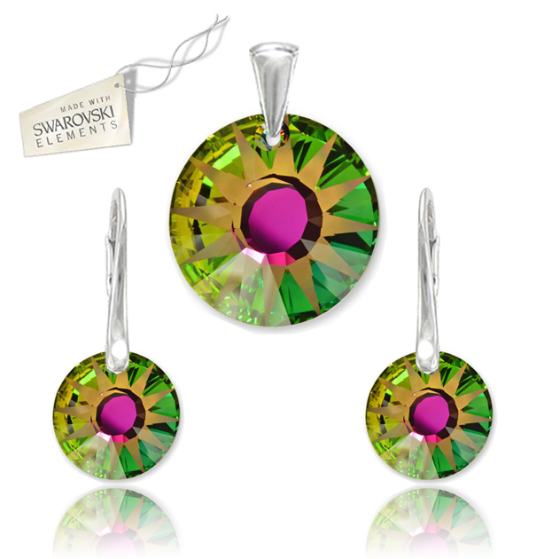 Swarovski set Slnko zelenej farby Crystal Vitrail Medium